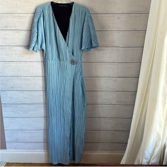 House of Harlow 1960 X Revolve Metallic Blue Sabrina Dress Size Small - Picture 2 of 5